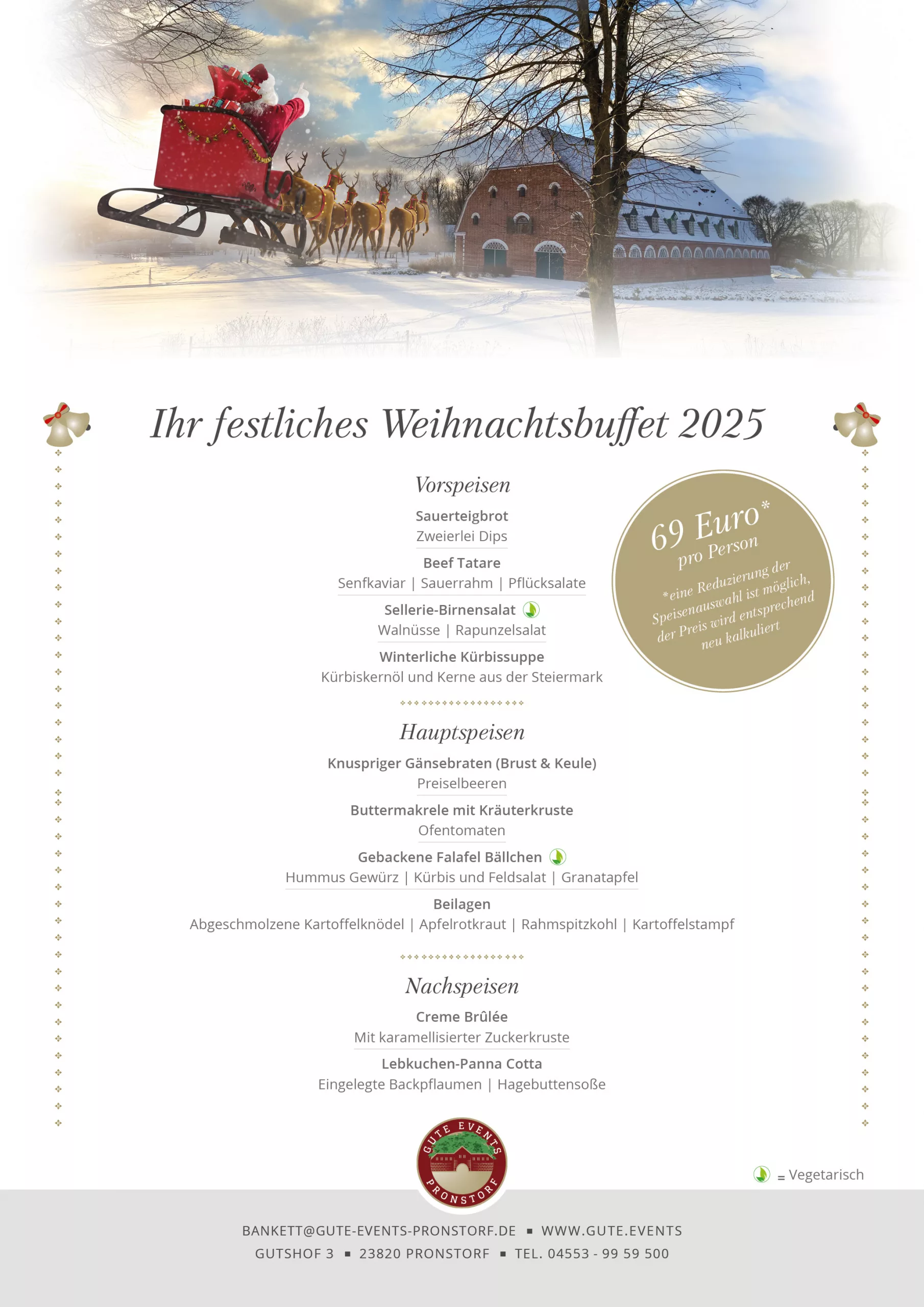 Weihnachtsbuffet Gut Pronstorf 2025