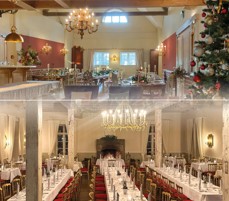Weihnachtlich gedeckte Tenne auf Gut Pronstorf